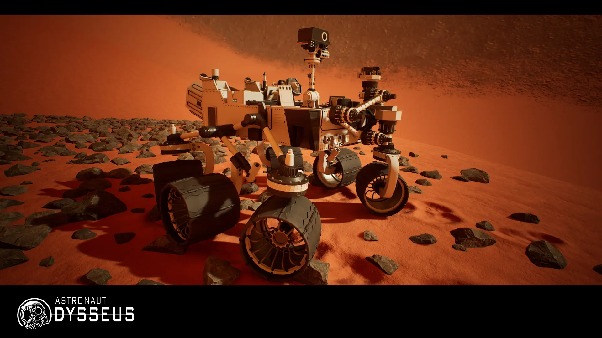 Rover sampling terrain near a fossil site